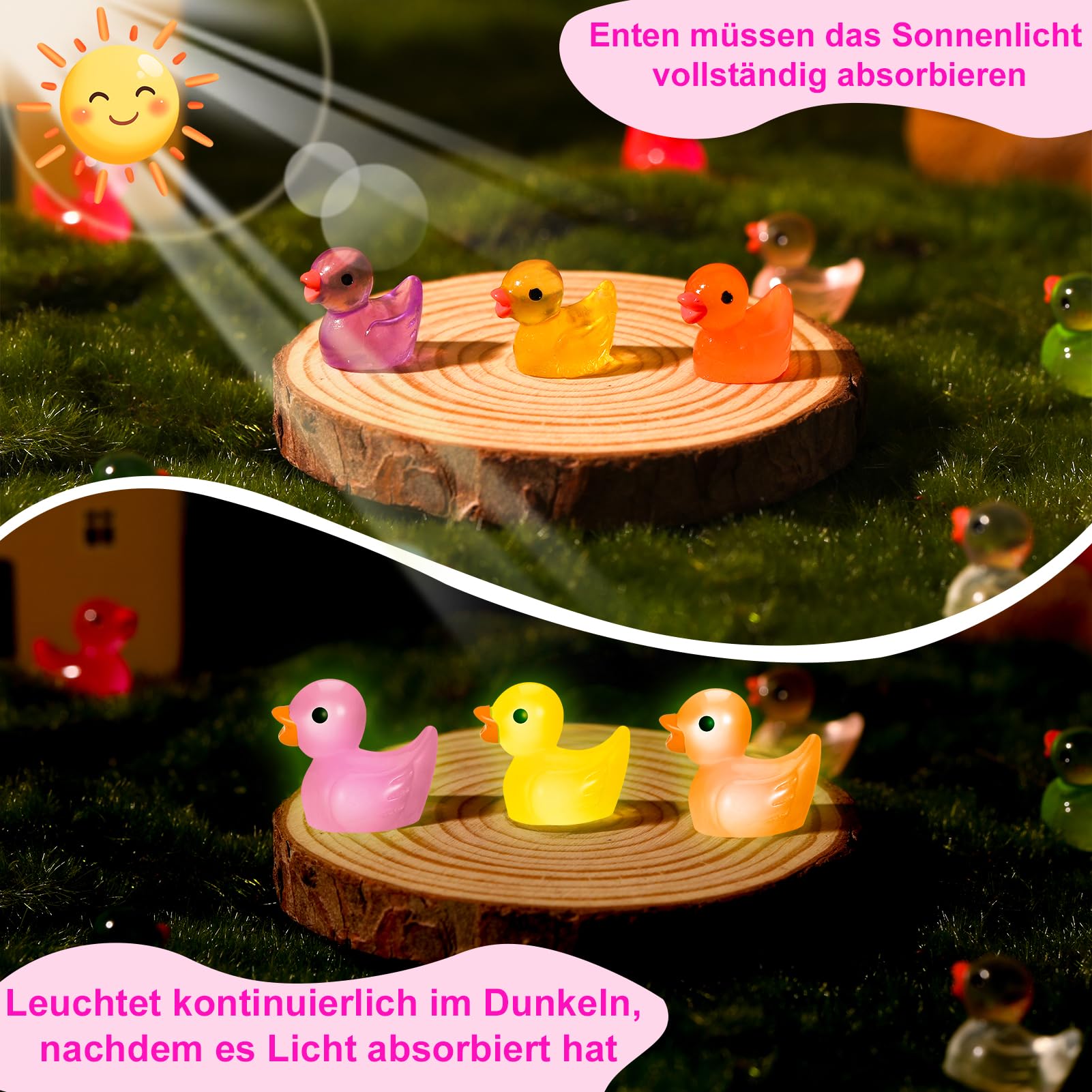 Mini Canards Lumineux 11 Couleurs 200 Pièces Figurines de Canards en Plastique Décoration pour Aquarium Jardin