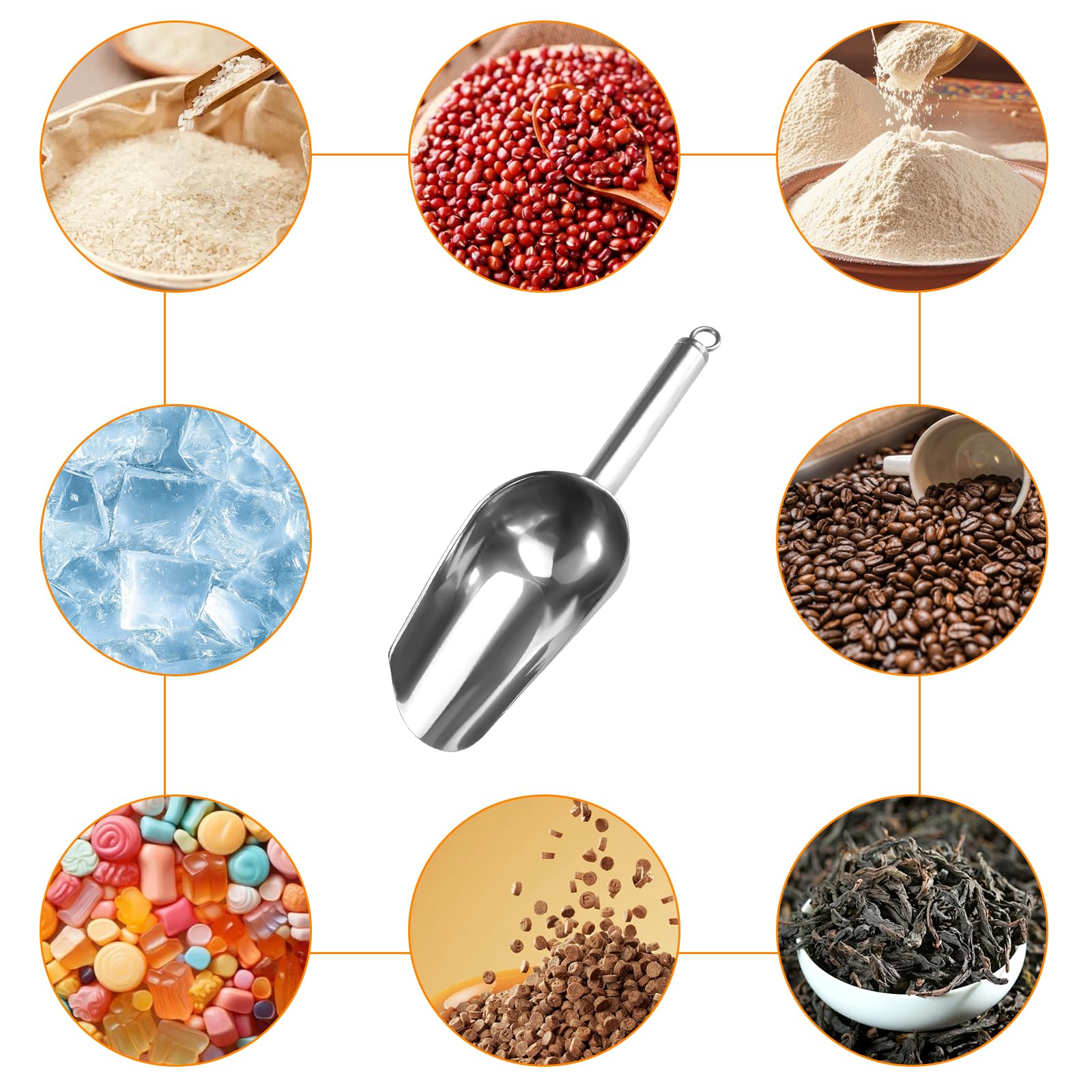 2 Pezzi Paletta per Ghiaccio in Acciaio Inox, Versatile Paletta per Farina | Pala Ghiaccio in Acciaio Inossidabile, Paletta per Alimenti per Cubetti di Ghiaccio, Dolci, Cereali