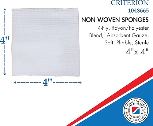 Miniatura 2 de Henry Schein Criterion Esponja no tejida de 4 x 4 pulgadas, mezcla de rayónpoliéster, 4 capas, estéril, 50 por paquete