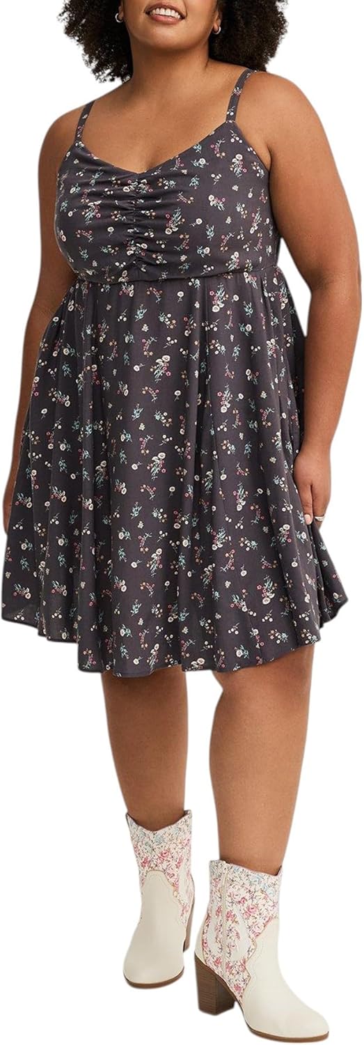 Torrid Women's Plus Size Dress - Challis Skater Mini Dress
