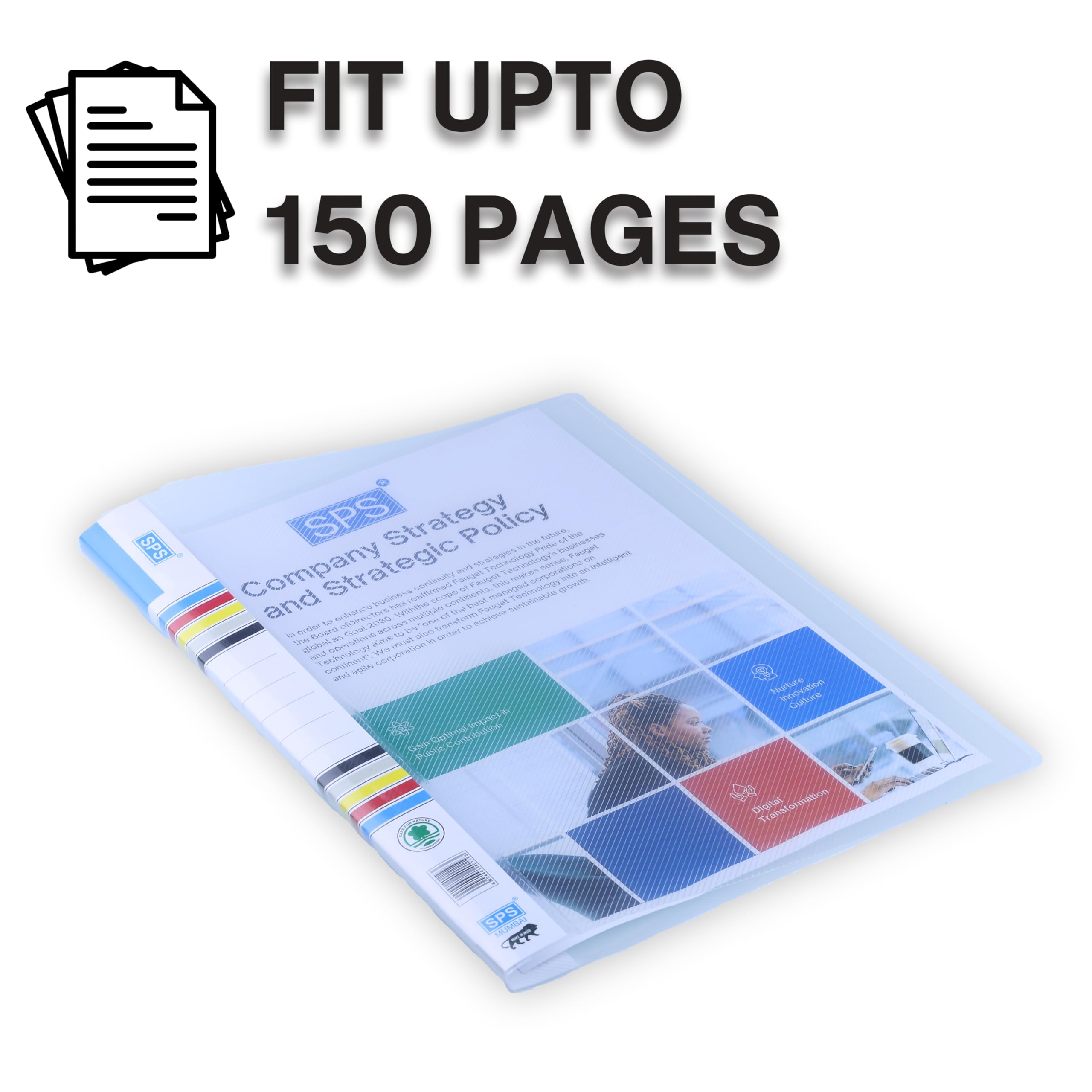 SPS Raccoglitore colorato per documenti in formato A4, per ufficio, scuola e casa, contiene fino a 150 fogli, ideale per interviste e rapporti