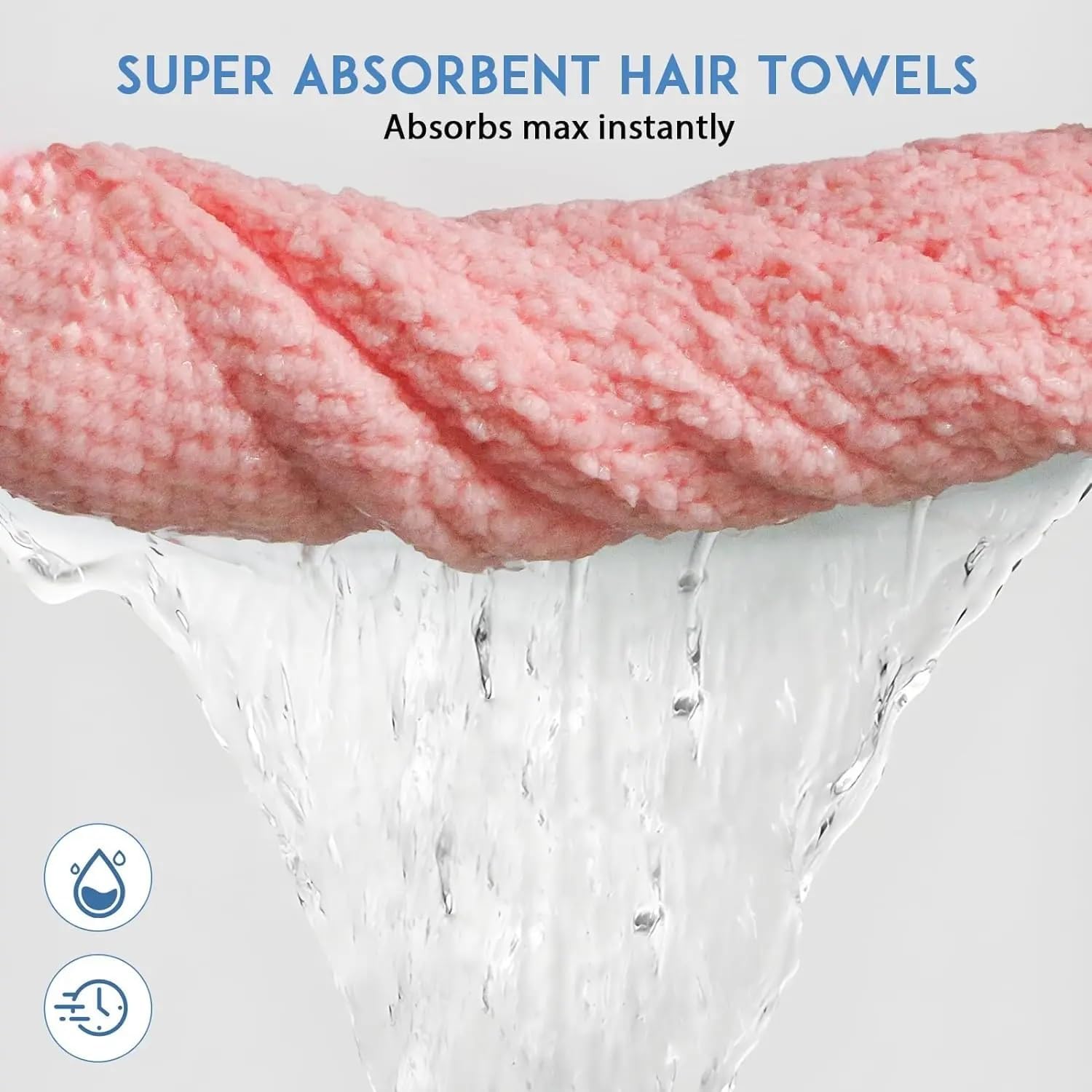 3 Packs Large Microfiber Hair Towels for Women Super Absorbent Quick Dry Hair Towel Wrap Anti Frizz Hair Drying Towel with Elastic Strap Hair Turban for Wet Curly Long Hair (Kahki)