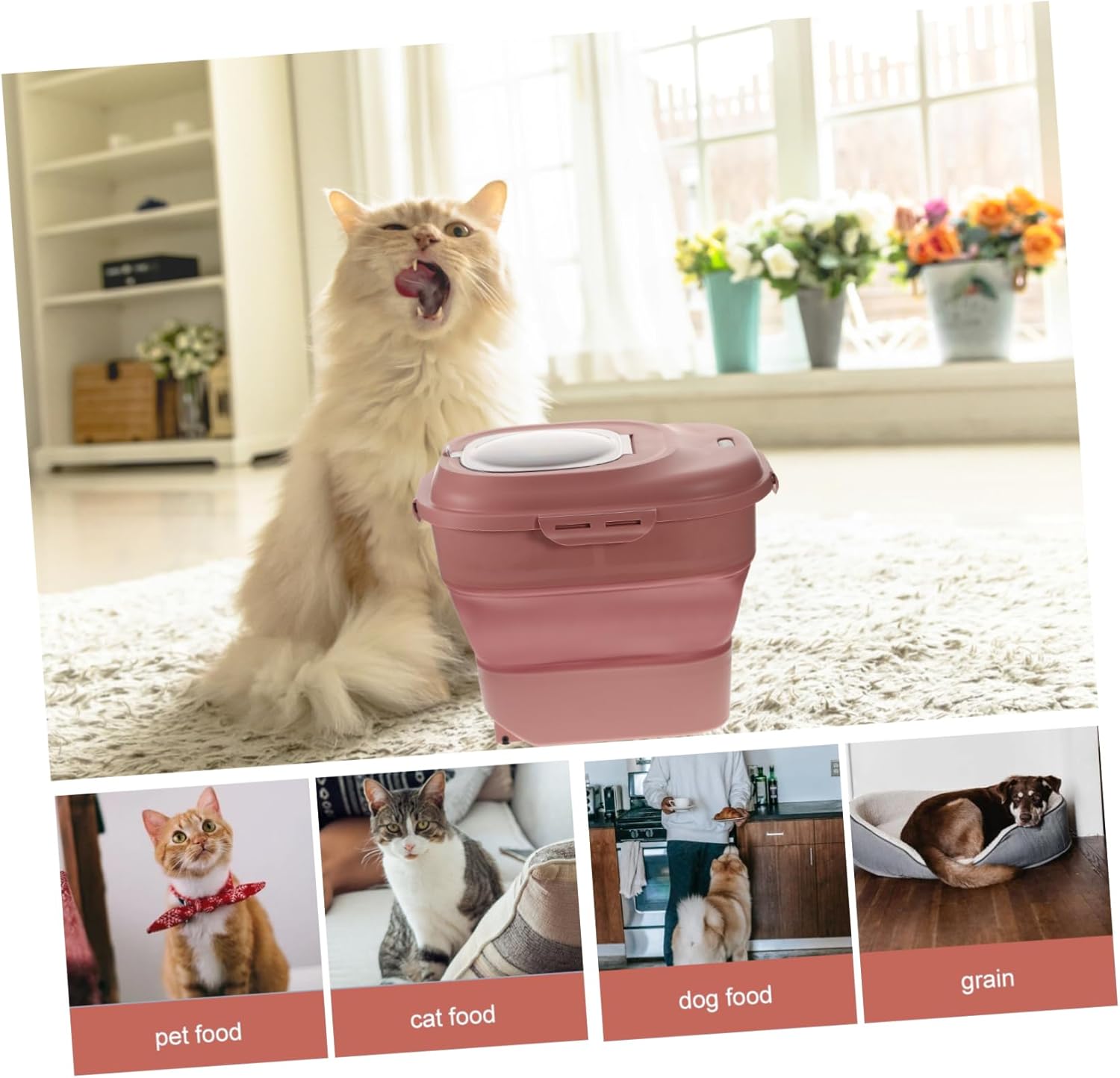 Yardwe Multifunctional Cat Food Storage Container Moisture Large Capacity Bucket for Convenient Household Use