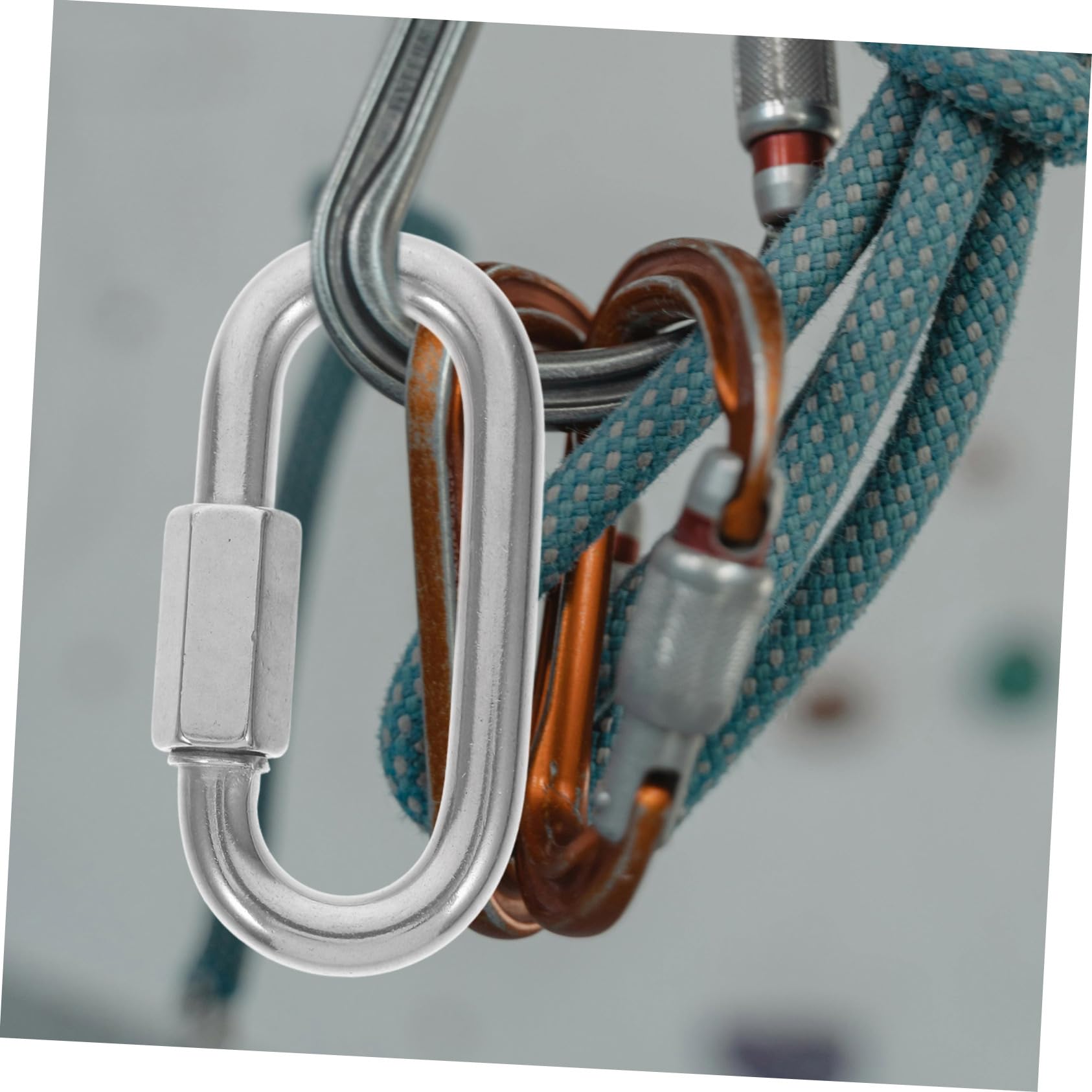 Sosoport 10 Piezas Hebilla de Eslabón de Cadena de Seguridad Anillo D de Acero Inoxidable Eslabón Conector de Cadena Ovalado Mosquetón de Conexión Uso Exteriores y Camping