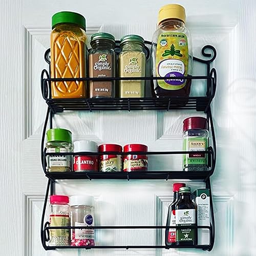 Miniatura 9 de FitWell - Estante de especias de pared con desplazamiento de 3 niveles, gabinete de especias tradicional y cocina, organizador de belleza y esmalte