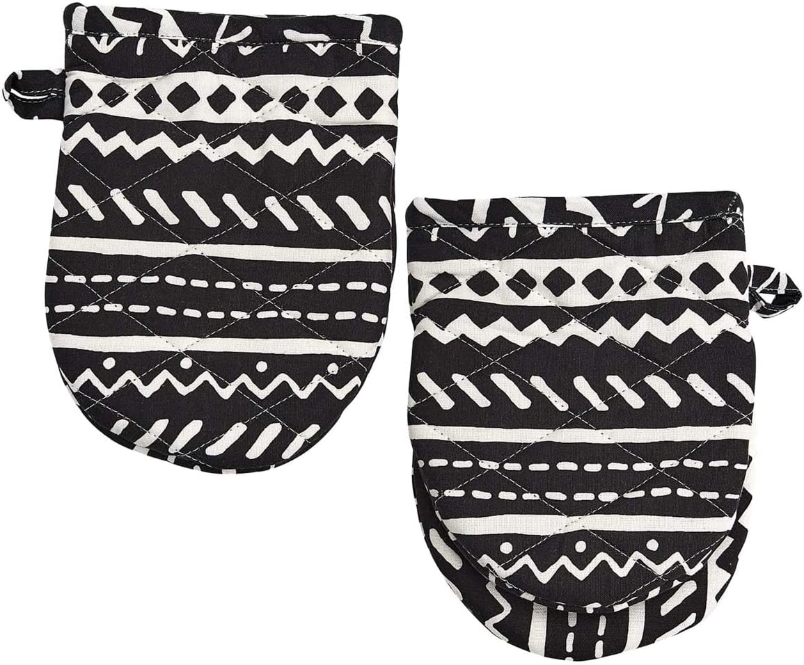 BLACK FOREST DECOR Aztec Mini Oven Mitts - Set of 2, Cotton, 5.75" W x 7.5" L