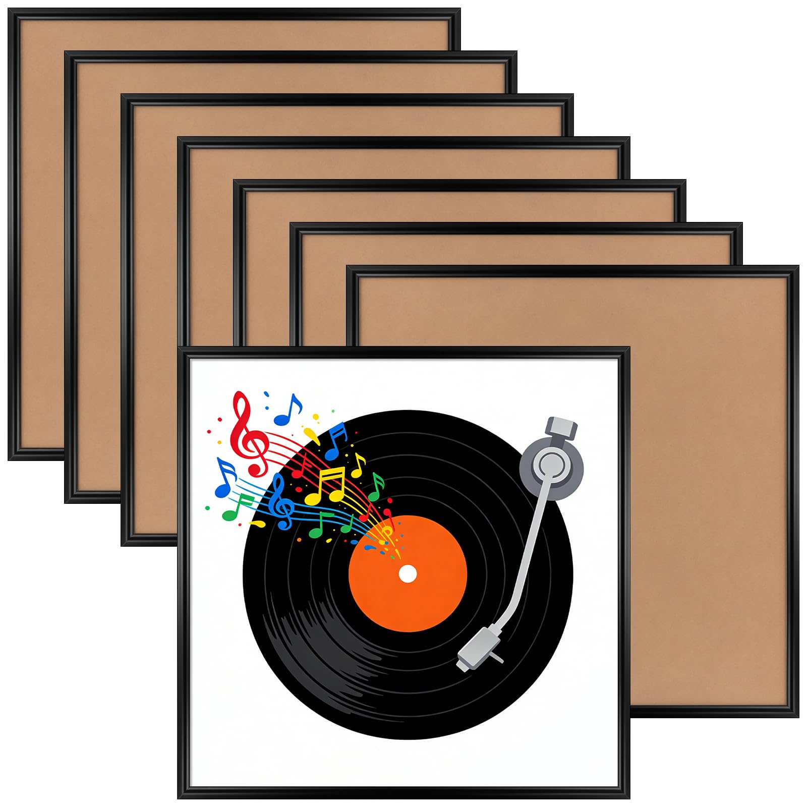 Cadre de disque vinyle 30,5 x 31,5 cm Support mural album 33 tours Lot de 8