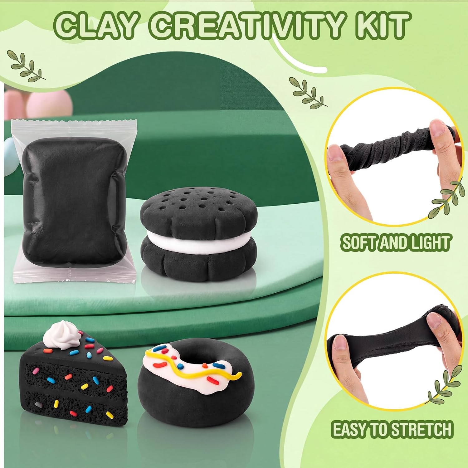 VioraWhite 100 Pcs Air Dry Clay Bulk Modeling Clay for Kid, Black