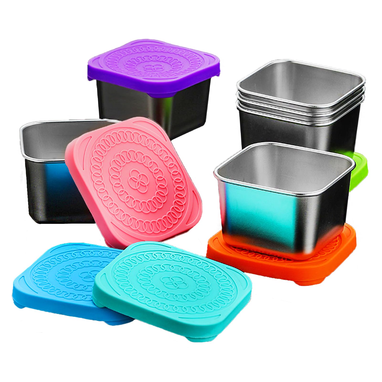 JJIW 180ML/ 40ML 6Pcs Stainless Steel Snack Pots, Reusable Snack Box, Food Storage Containers For Lunch Boxes, Sauce Pots, Picnics, Travel Meal Prep And Small Food Containers With Lids (180ML)