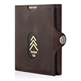 Valencia Unisex Leather Wallet Small Compact Front Pocket RFID With Coin Pocket Wallets (With Coin Pocket, Brown Vintage)