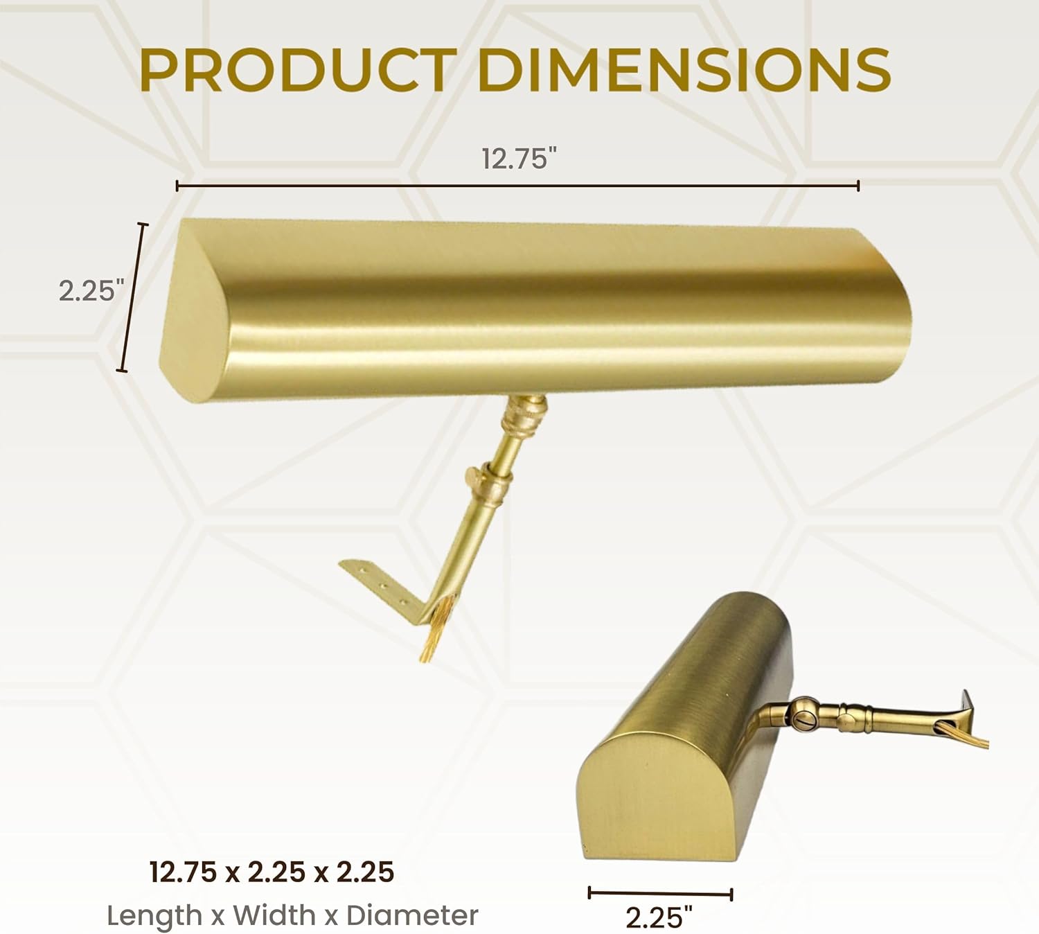 Royal Designs, Inc. Plug-in Picture Light, Gallery Lighting, 12 ft Cord with in-Line Hi/Low/Off Switch, PLP-2012-12-BSB, Brushed Satin Brass Finish, 12.75 inch