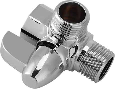 Shower Arm Adapter, 3 Way Shower Diverter Valve, T Shape Brass Chrome Diverter G1/2 Adapter Value for Shower Arm Mounted