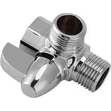 Shower Arm Adapter, 3 Way Shower Diverter Valve, T Shape Brass Chrome Diverter G1/2 Adapter Value for Shower Arm Mounted