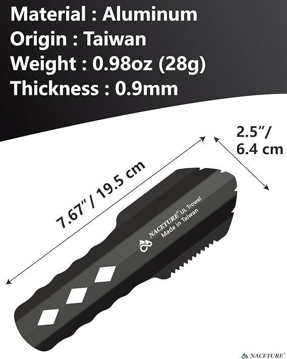 Outdoor Shovel 1 Piece - Essential for Hiking and Camping Backpacks, Ultra-light Backpack, Travel Spatula Shovel, Multi-purpose Item, Long Handle for Digging Small Holes Black-US