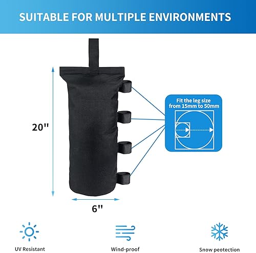 Miniatura 3 de Bolsas de peso resistentes para toldo (120 libras) para tienda de campaña desplegable con toldo para piernas, bolsas de arena para refugios