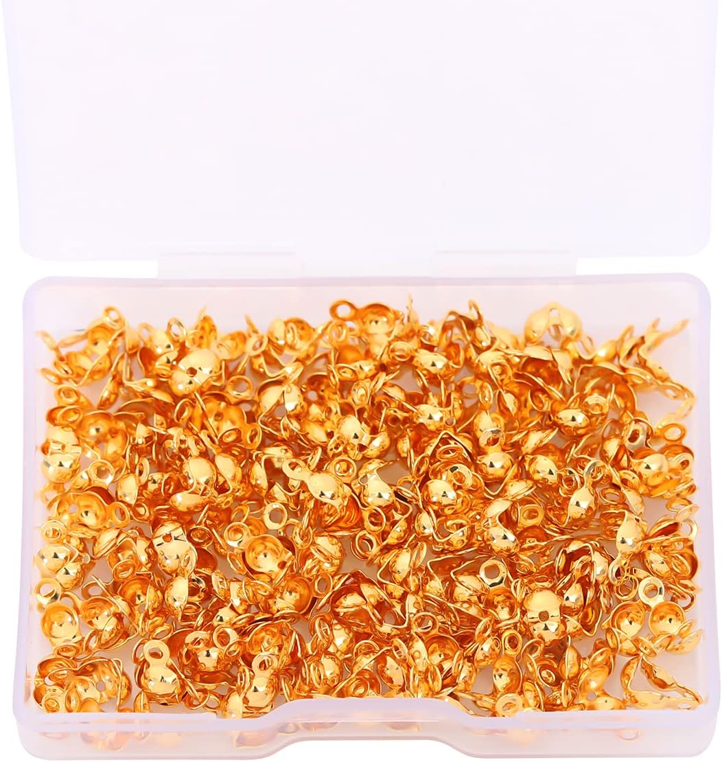 BEADIA 18K Gold Plated End Caps Non Tarnish 4x8mm 200pcs for Jewelry Making Findings image 5