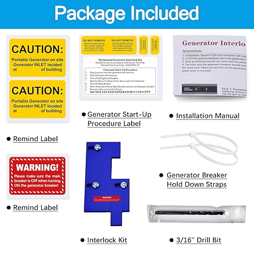 Miniatura 5 de ACANORA Kit de bloqueo de generador para paneles eléctricos GE General con un solo cable vertical, espacio de instalación de 2 12 pulgadas, color