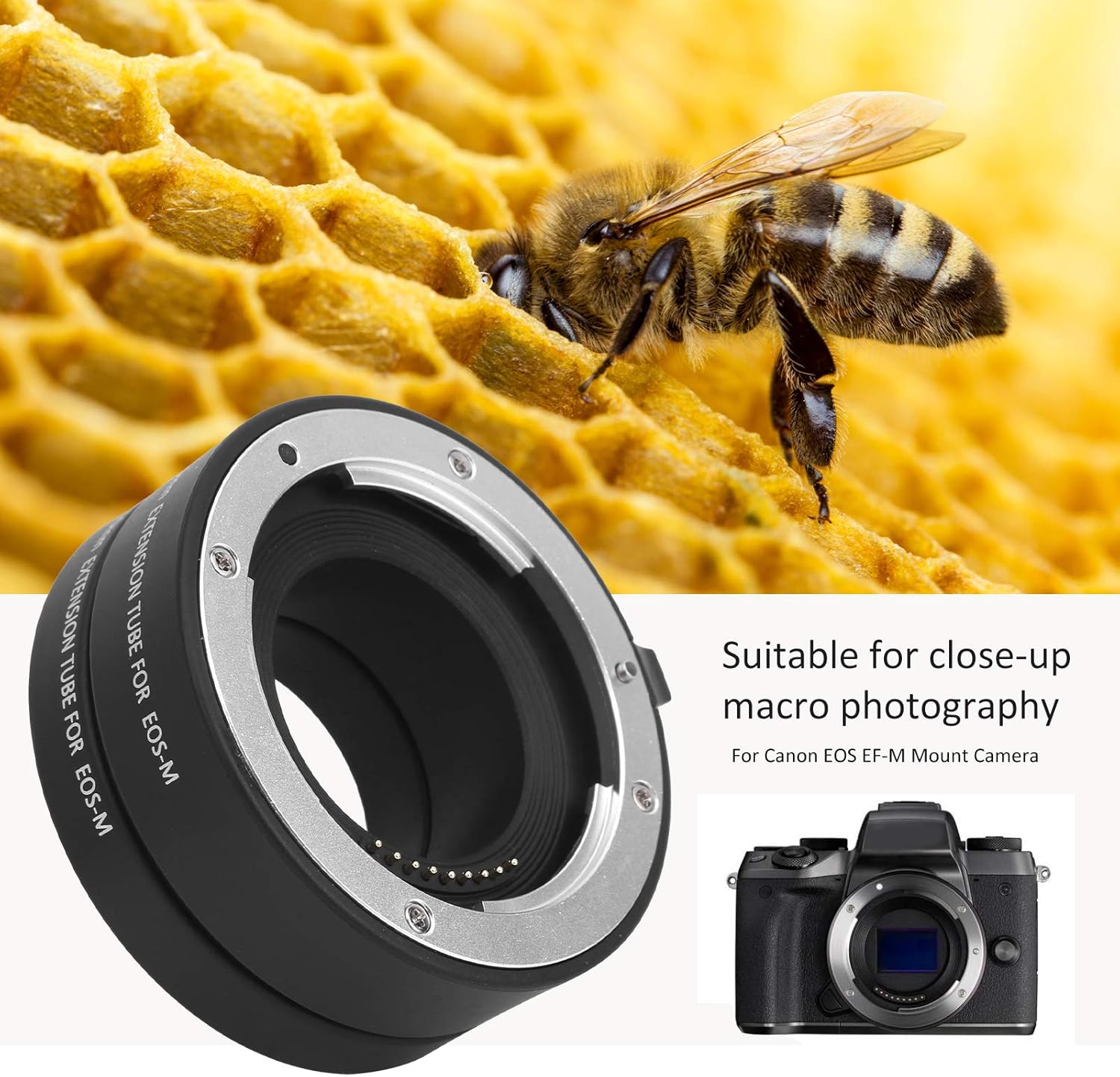 Auto Focus Macro Extension Tube Set 10mm 16mm Autofocus Closeup Adapter Ring Compatible with EFM Mount Camera