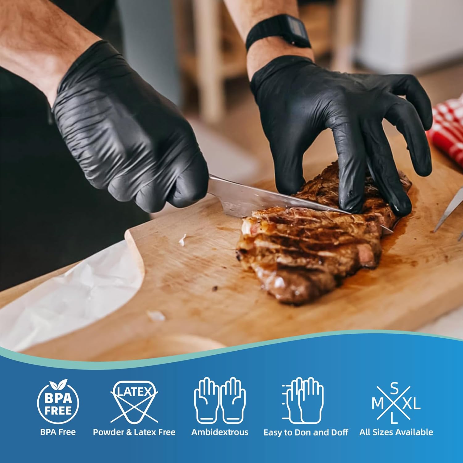 Black Disposable Nitrile Gloves, 1000 Count Extra Thick 4 Mil Protective Glove, Latex-Free, Powder-Free