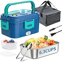 Vacuum Electric Lunch Box for Men Women, Portable Heated Food Warmer with Vacuum Preservation for Adult, 1.8L Capacity Fresh Keeping Lunchbox Food Heater for Car, Truck, Work, Travel, Blue