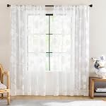 Rideaux en dentelle blanche pour salon 84inch Panneau de fenêtre en dentelle de rose botanique vintage avec bord évasé décoratif pour la chambre 54" W 2pcs Poche de la tige 7ft Longueur du plancher