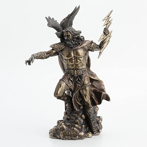 Miniatura 7 de Veronese Design 11 3/4 "Zeus Dios griego sosteniendo Thunderbolt con águila estatua de resina fundida en frío escultura de bronce antiguo
