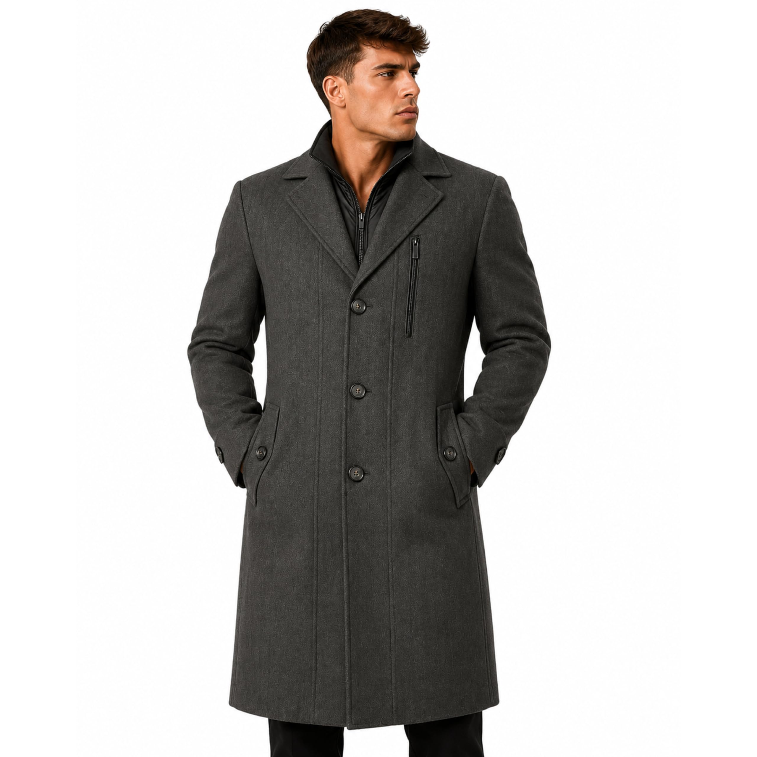 yo highness Men's Premium Detachable Quilted Long Blazer-picture-23