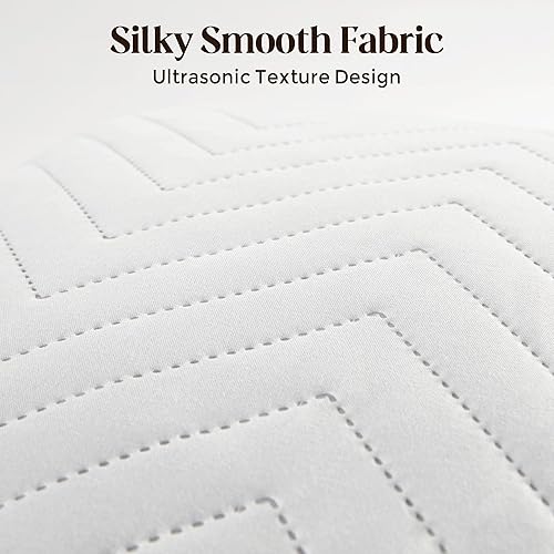Miniatura 4 de Bafode Juego de 2 rellenos de almohada de plumas de ganso, 18 x 18 pulgadas, lujosos cojines decorativos corrugados con exquisito borde satinado