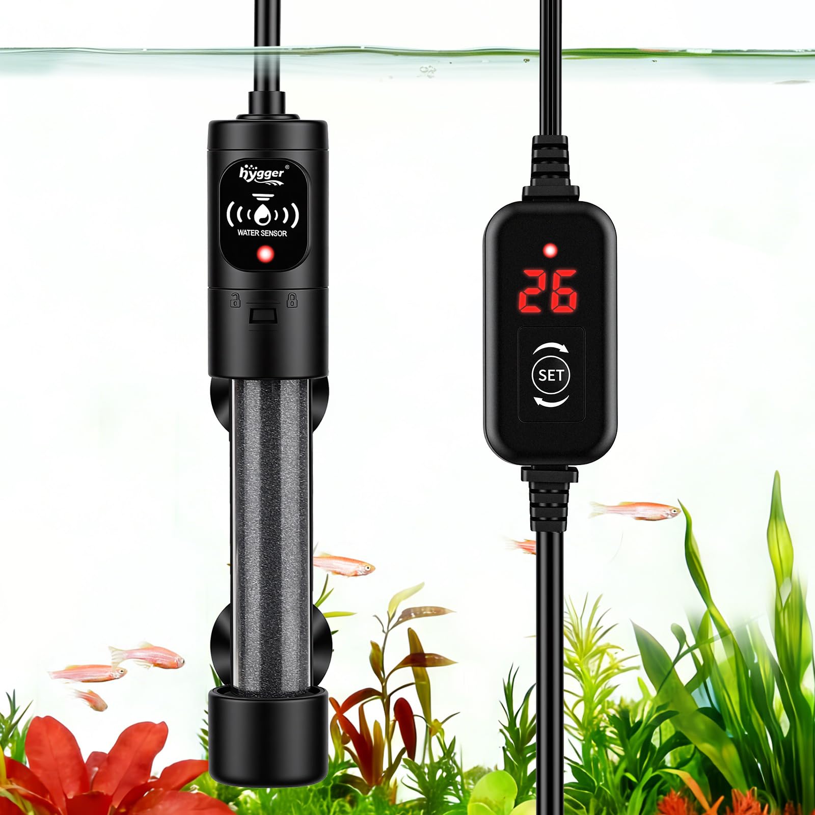 hygger Mini Chauffage Aquarium 50W, Submersible Chauffages pour Aquarium avec Contrôleur de la Température Aquarium Heater de Tortue pour 19 à 38 litres