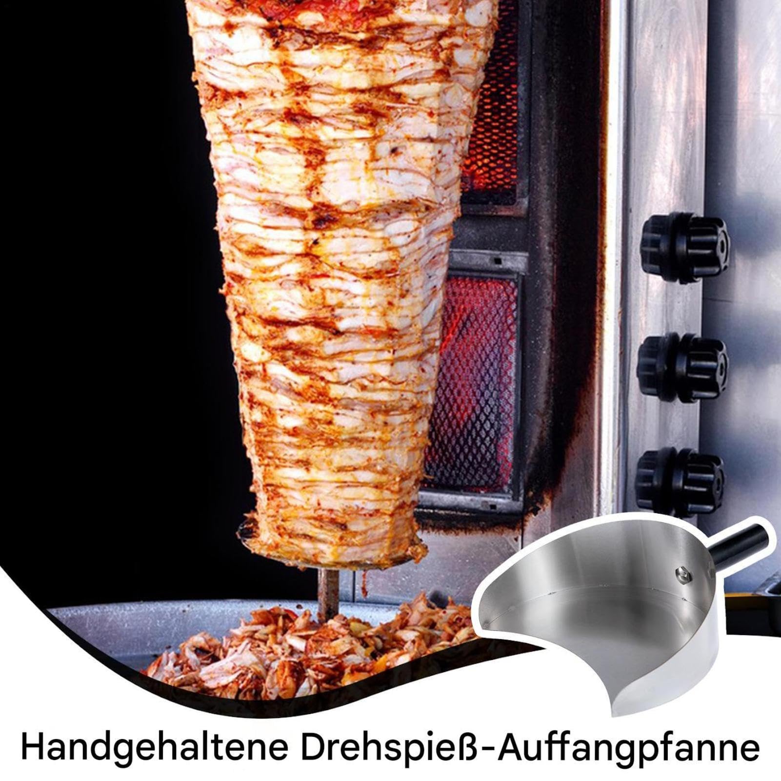 2 sztuki łopatek do kebaba, ze stali nierdzewnej, ręczna łopatka do mięsa, do kebaba, żyroskopu i shawarma, duża pojemność, z uchwytem 10 cm, nierdzewna, nadaje się do mycia w zmywarce