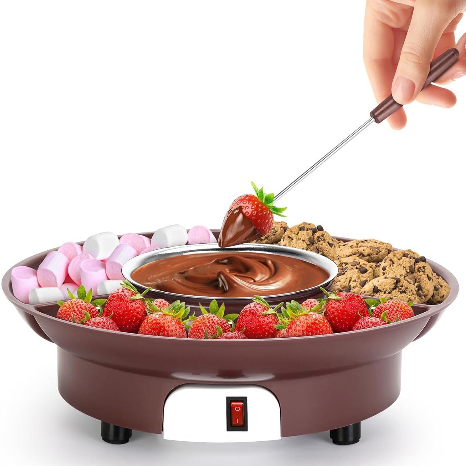 Set Di Pentole Per Fonduta Di Cioccolato, Pentola Per Fonduta Di Cioccolato Elettrico In Acciaio Inossidabile Per Uso Alimentare Per Immergere Pioviggina Decorare Fragole (273x273x78mm)