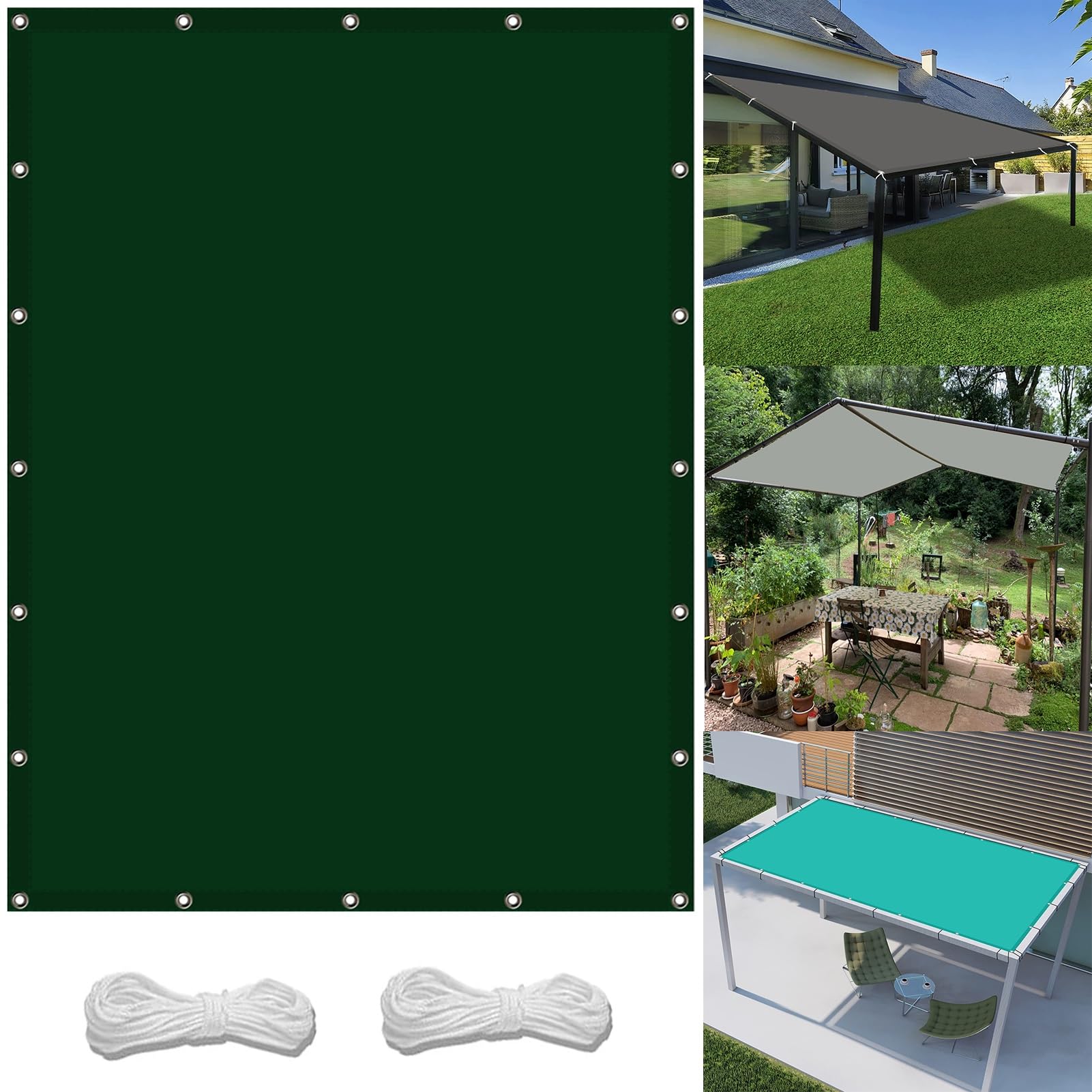 Toldo vela de sombra rectangular CURACAO Blanco Hespéride 3 x 2 m