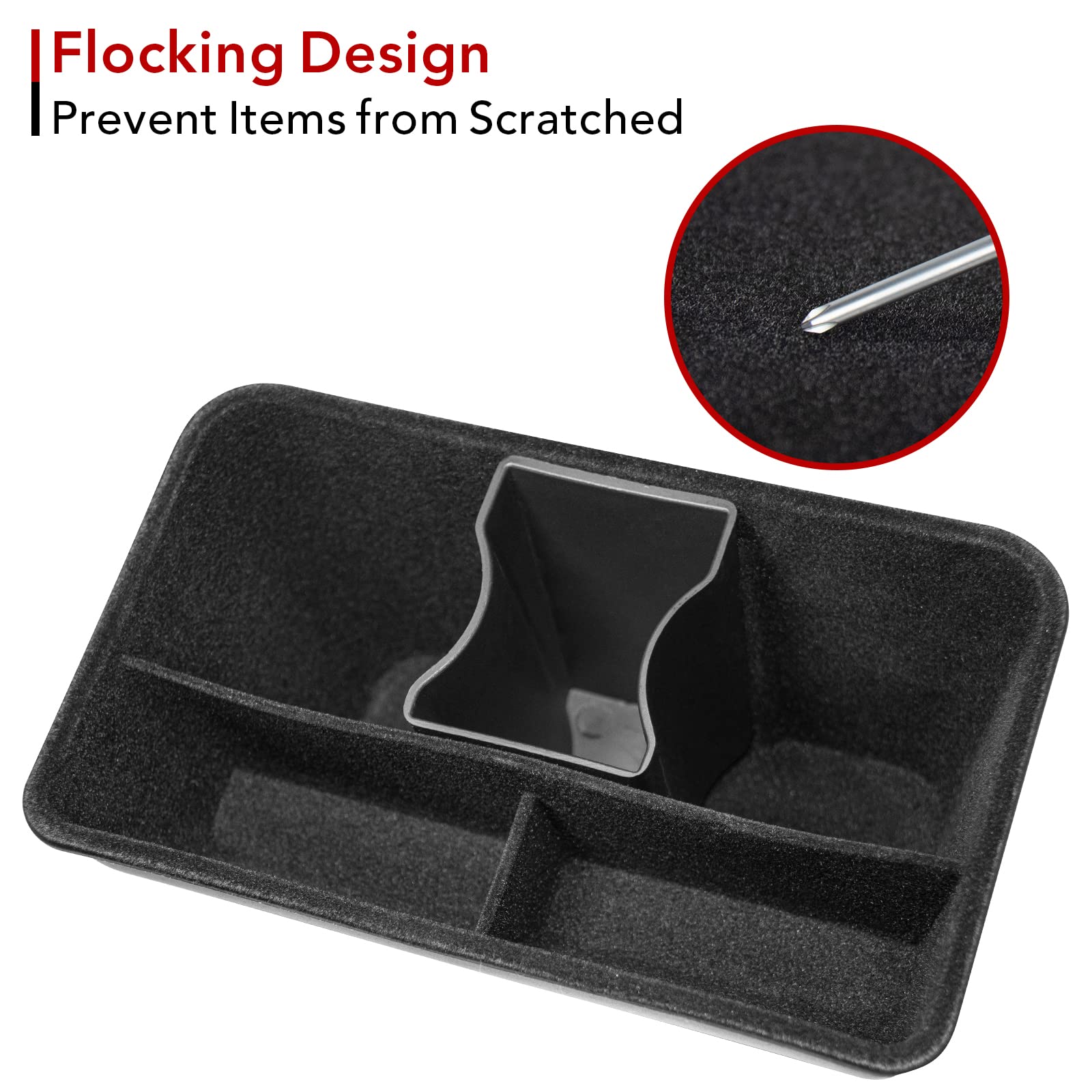 Tesla Model Y Rear Center Console Organizer ABS Flocking Backseat