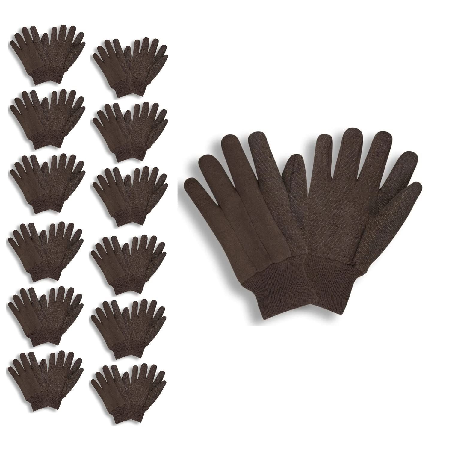Cordova 1500 PVC Dotted (Large Dots) Brown Jersey Gloves, Knit Wrist, Large, 12-Pack