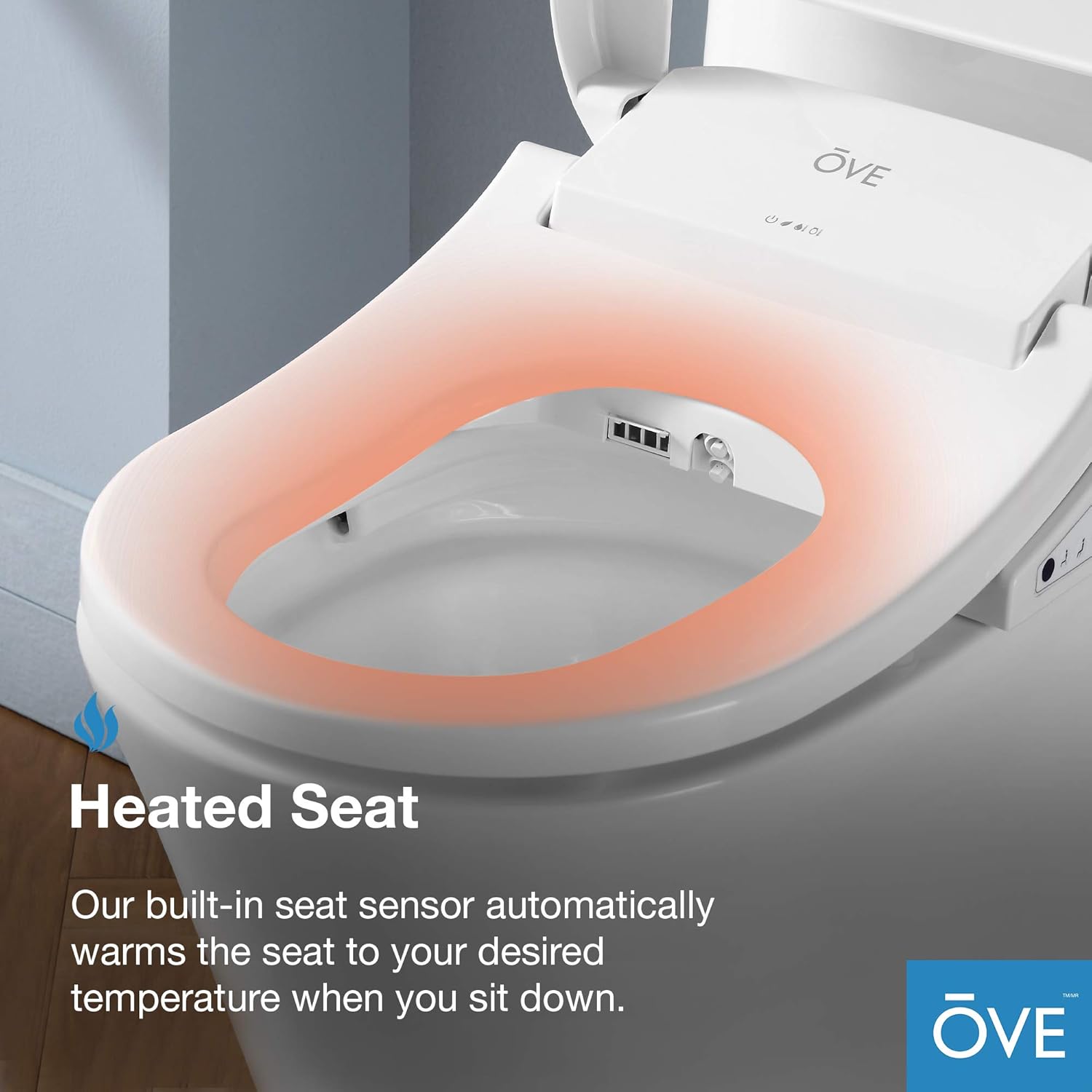 Heated seat feature of the Ove Decors Vanda Smart Toilet Seat