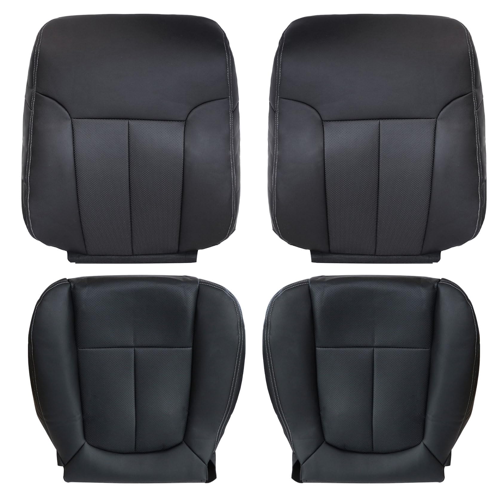 SecosAutoparts Front Driver & Passenger Side Bottom & Top Lean Back Replacement Leather Seat Cover Black Compatible with Ford F150 Lariat 2009 2010 2011 2012 2013 2014