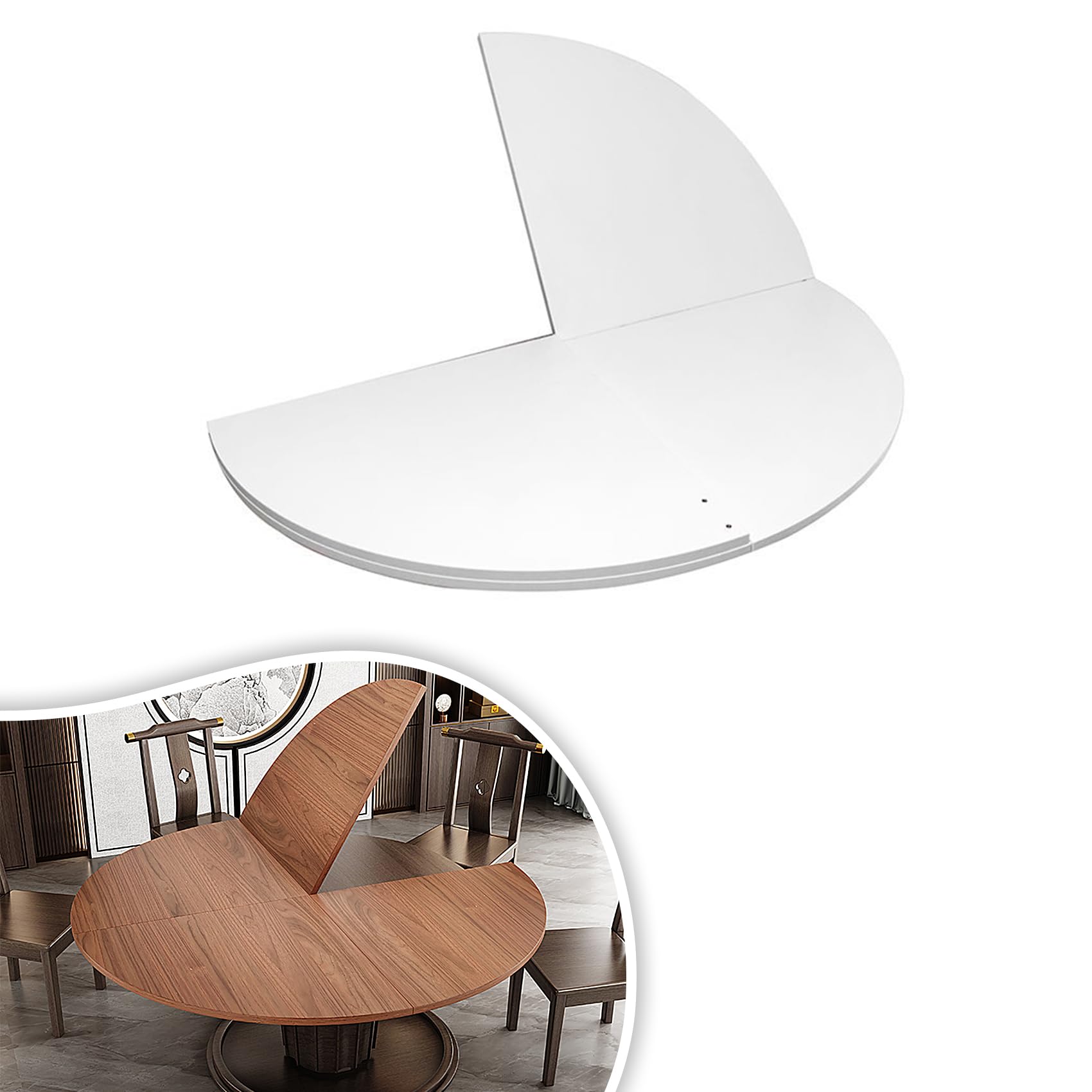 Agteruo B Round Table Top Extender, Folding Wood Surface, 48-95 Inch Diameter, Temporary Replacement (, 170Cm / 67" L)