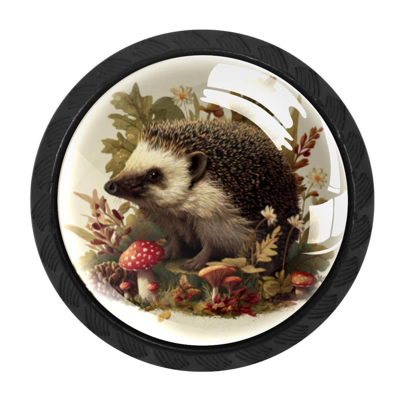CHENZZZZ 4 Pieces Hedgehog (3) Drawer Knobs, 35mm Black Cabinet Knobs, Drawer Pulls and Knobs, Dresser Drawer Knobs, Cabinet Hardware Kitchen Cabinet Knobs