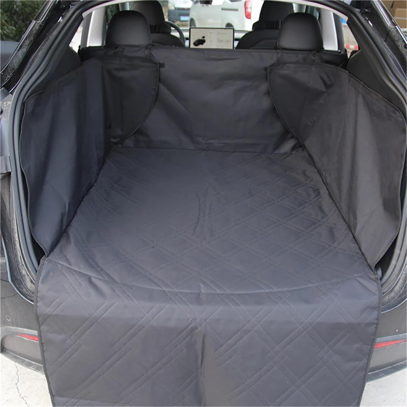 Protector Maletero Coche Alfombrilla para Maletero Trasero para Mascotas, Compatible con Tesla Model Y HW4.0 2024-23, Funda de Tela Oxford Impermeable para Asiento de Perro.
