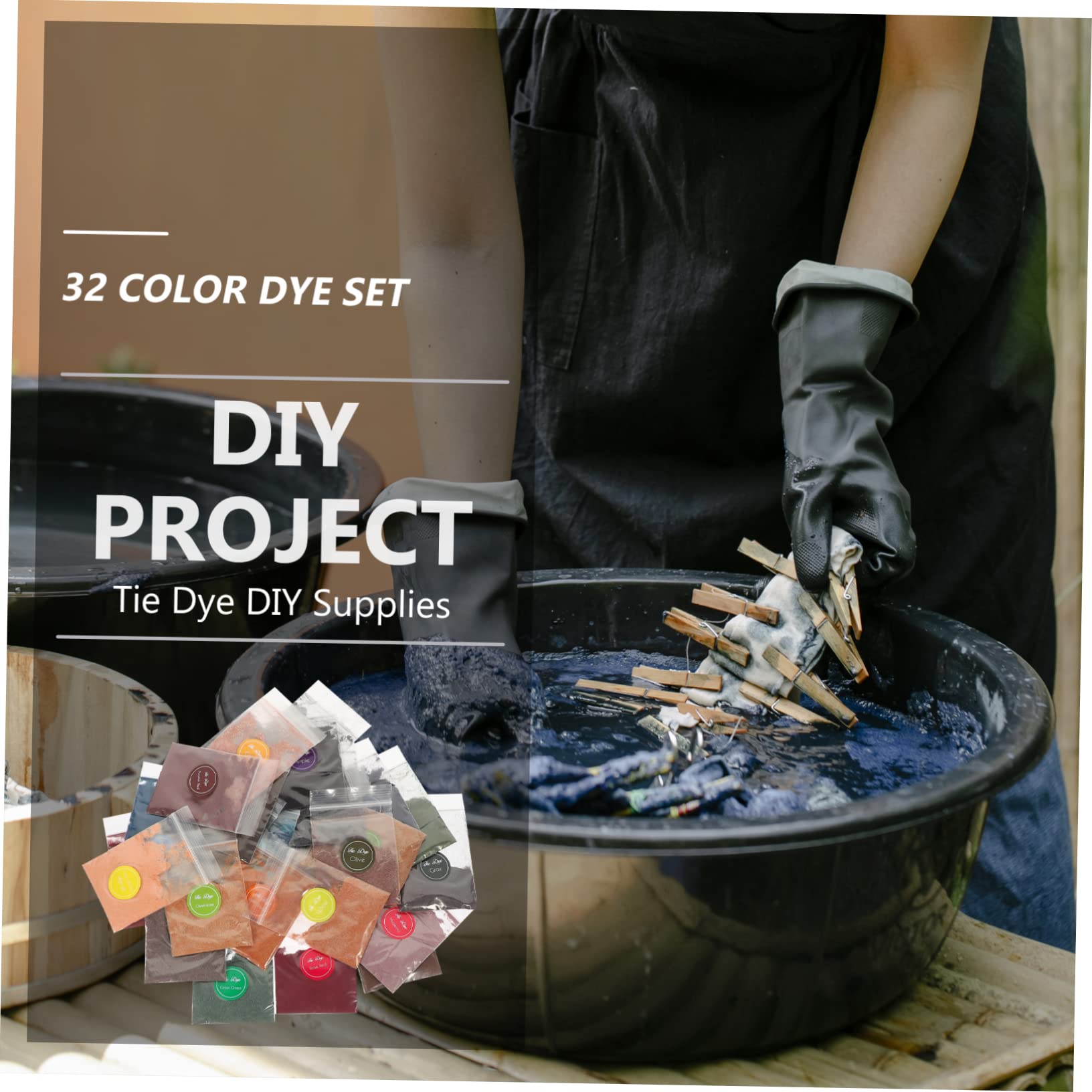 OSALADI Kit Polvere per Tie Dye 32 Borse Colori Permanenti per Tessuti in Polvere, per Scialli e Borse in Tela, per Divertimento Familiare e Progetti DIY