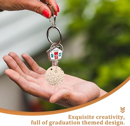 Miniatura 5 de DECHOUS Juego de llaveros redondos de madera en blanco 100 juegos de discos sin acabar círculos de madera con llaveros llavero de madera