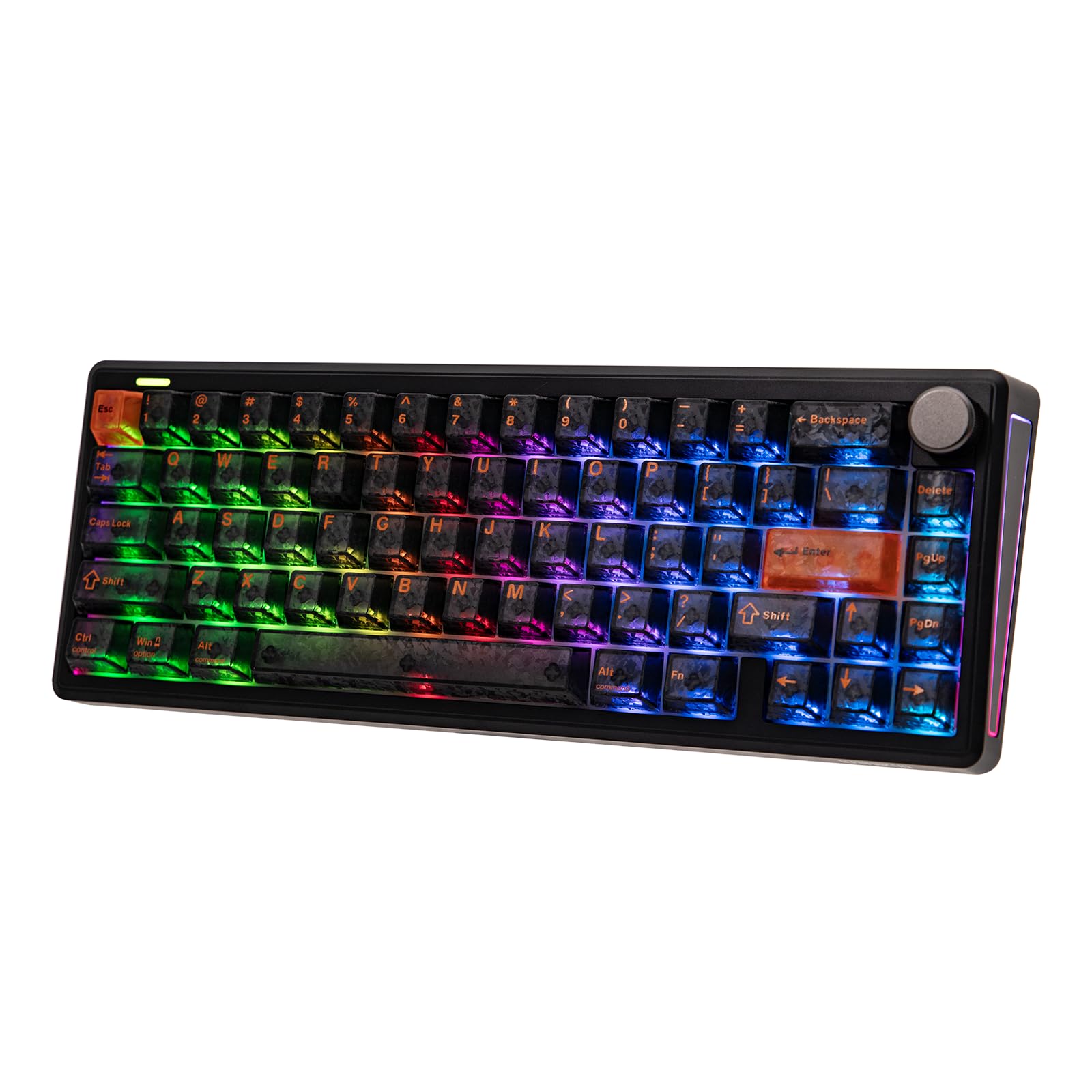 EPOMAKER TH65 Teclado Mecánico Inalámbrico con Perilla (Negro, Crystal) | Formato 65%, Batería de 8000mAh, Soporte Ajustable para la Comodidad, BT/2.4GHz/USB-C, Hot-Swappable, RGB, Gasket Suave