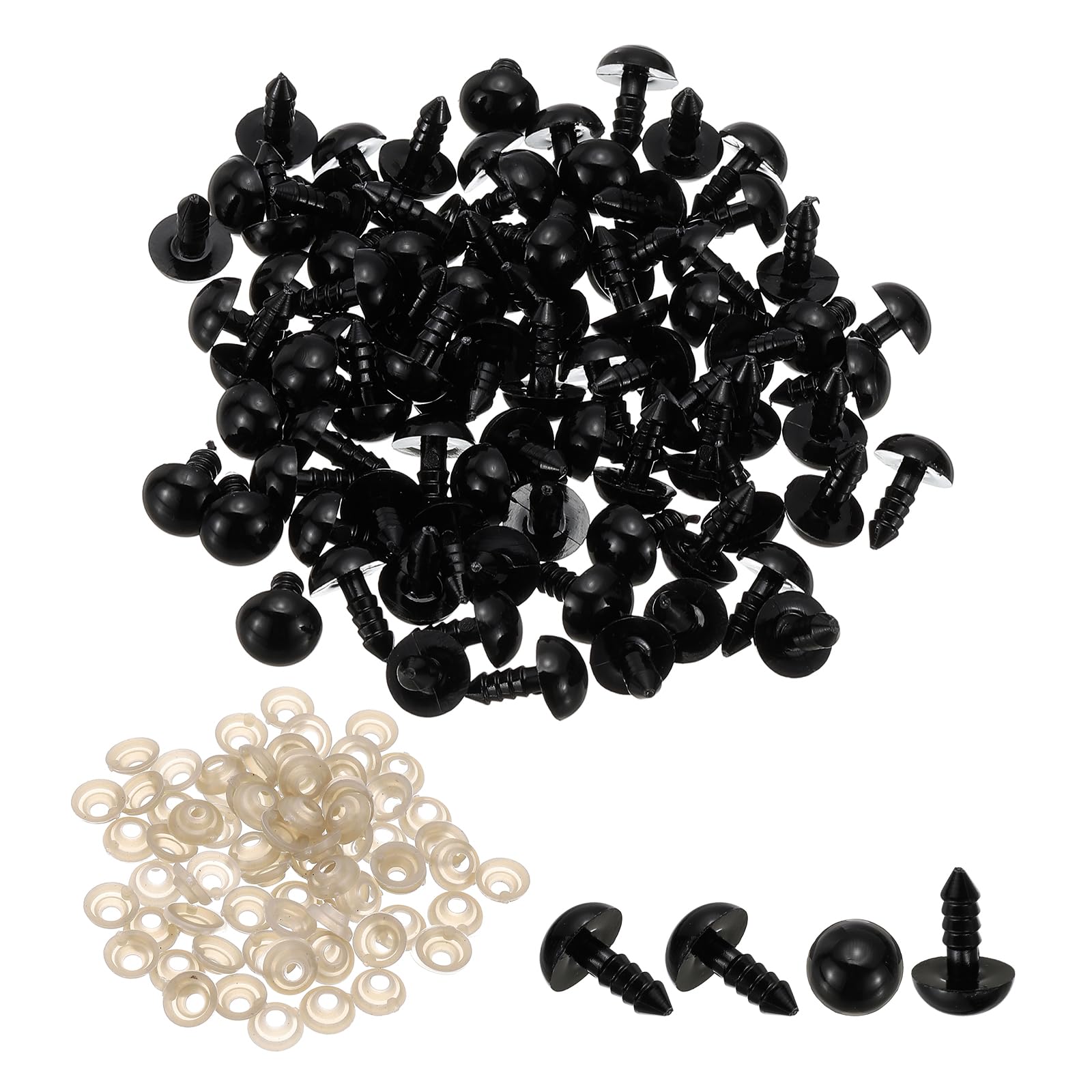 PATIKIL 10mm Black Plastic Safety Eyes, 200 Pcs, Craft Eyes for Dolls Crochet Toys, DIY Crafts, All Ages, Unisex, Not Foldable