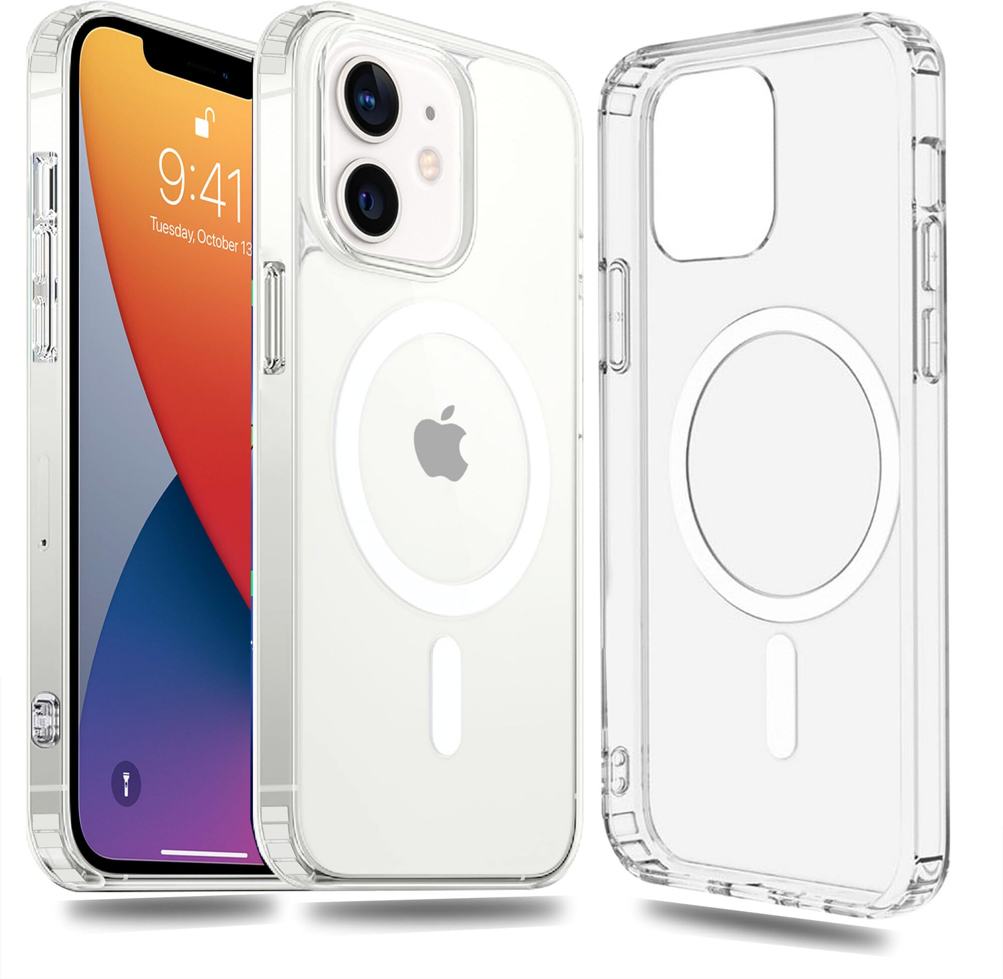A rtistque Back Cover Case for iPhone 12 Mini Compatible with Mag-Safe | Sleek Hard Crystal ClearBack | Drop & Camera Protection | Shockproof Mobile Case for iPhone 12 Mini (PC & TPU - Transparent)