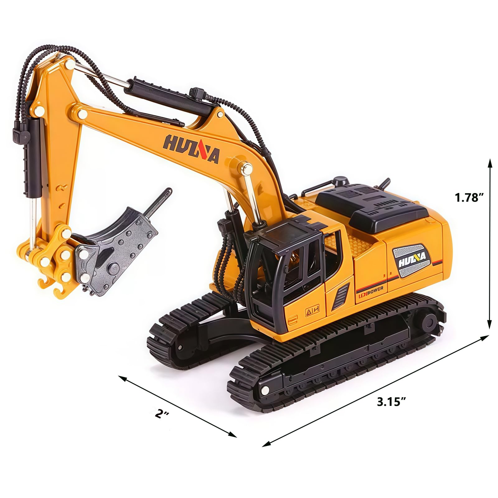Juguete De Excavadora Con Taladro Y Oruga | Modelo De Aleación | Piezas Móviles | Regalo Para Niños De Construcción