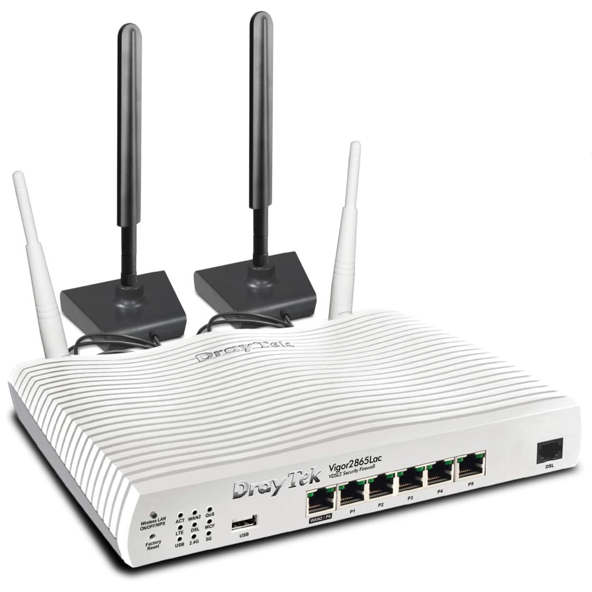 DrayTek Vigor 2865Lac Routeur Ethernet 4G, VDSL/ADSL, 5+1 GbE LAN ports avec VLAN, VPN double bande, maille, modem Dual-SIM 4G+ LTE, SMB