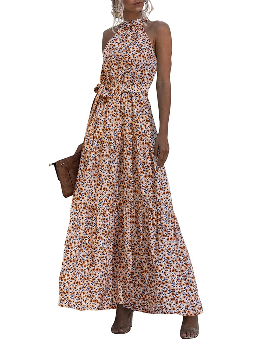 Ever-Pretty Vestido Largo sin Mangas con Escote Halter, Estilo Bohemio Informal para Mujer 40397