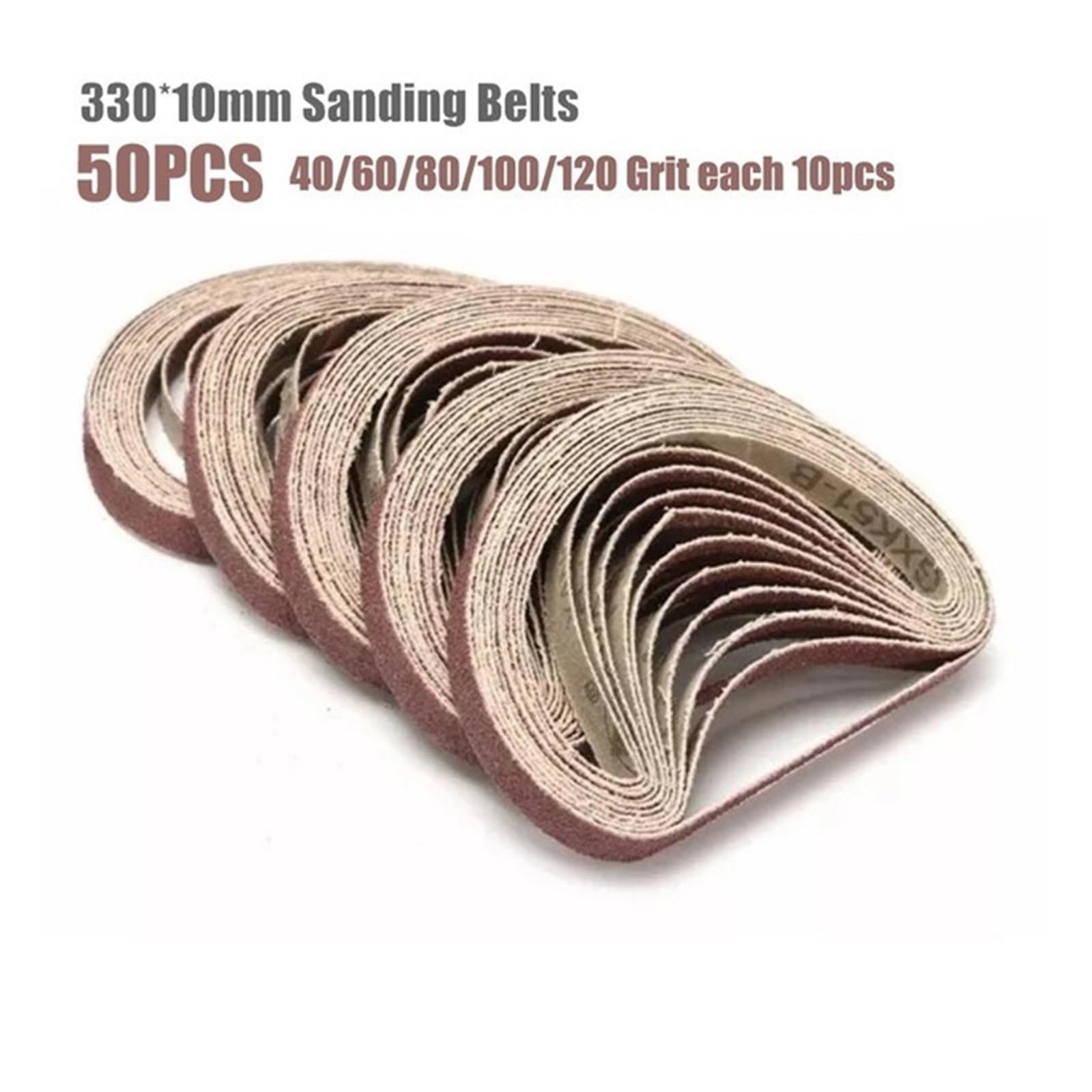 Nastri abrasivi da 50 pezzi 10x330 mm | Utilizzare for levigatrici, strumenti for lime, lucidatura di metalli morbidi in legno(Mix A)
