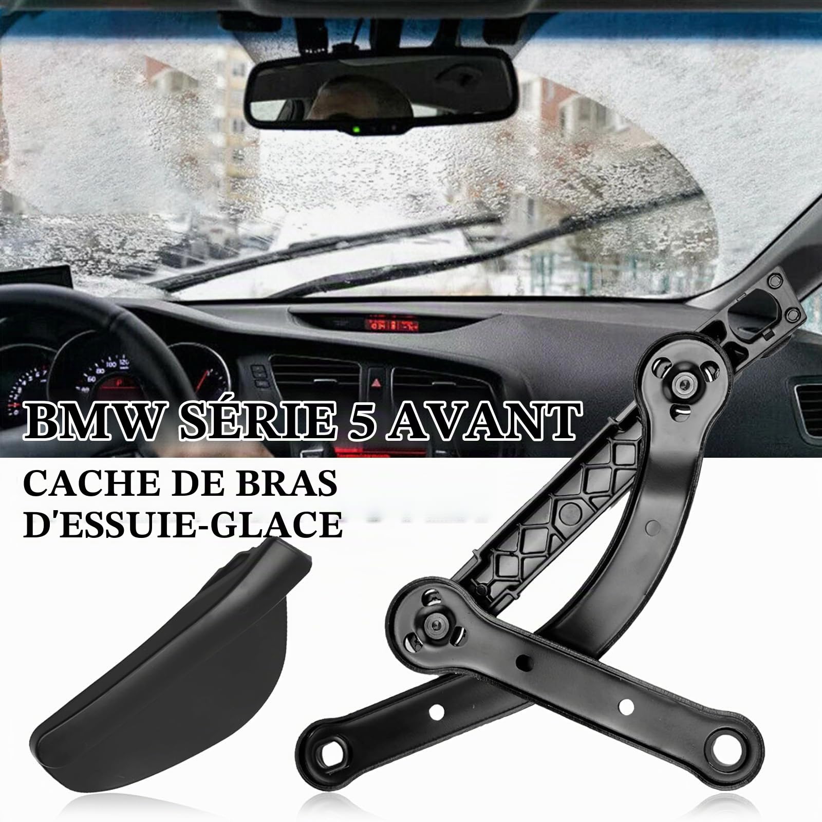 Bras Essuie-Glace Avant, 61617185366 Bras Essuie-glace Avant Droit avec 61617035103 Capuchon de Tige Essuie-glace pour 5 6 E60 E61 E63 E64 520I 520D 523I 525I 525D 530D 530Xi 535D 540I 545I 550I
