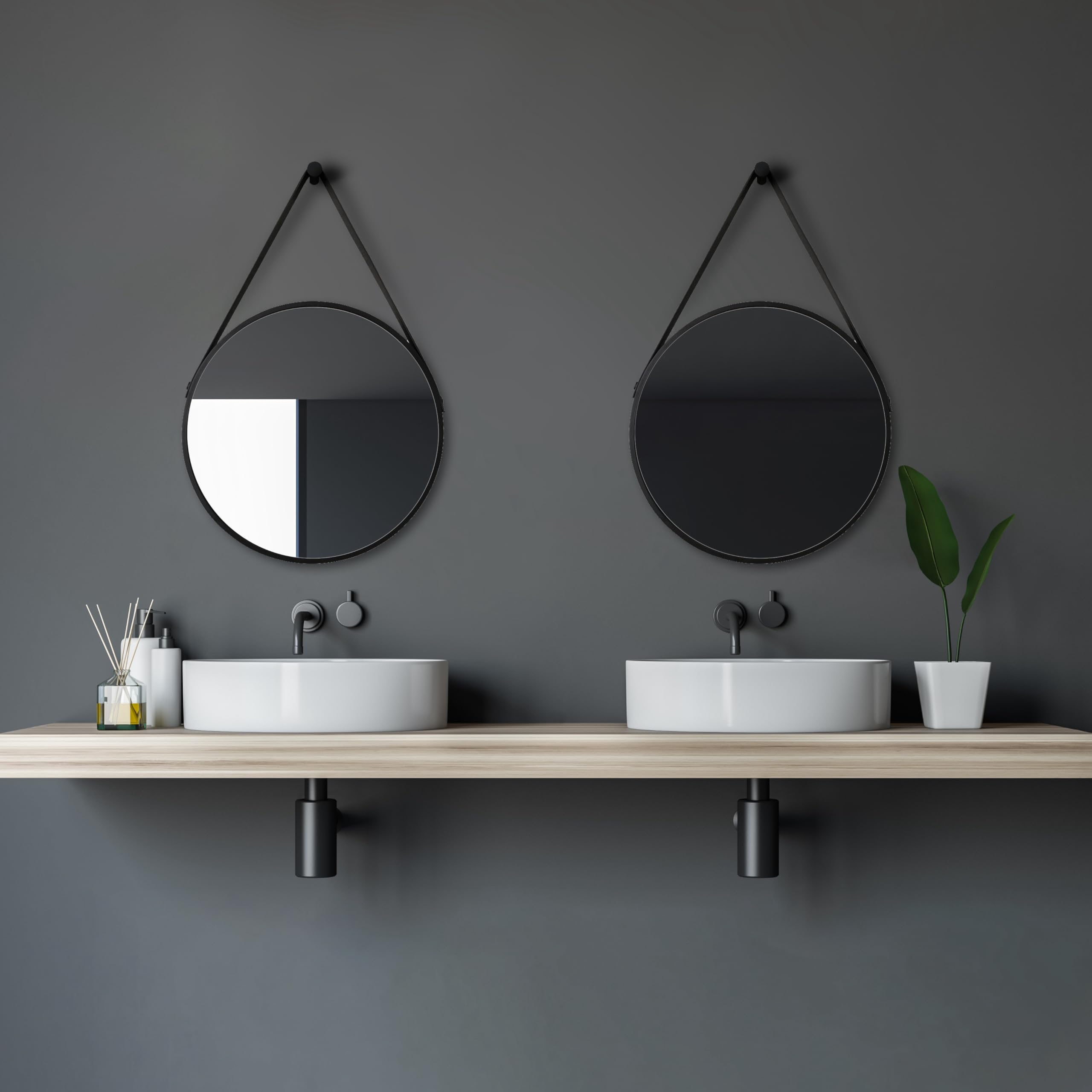 Talos Design Round Mirror Style Diameter 50 cm Aluminium Frame, Matt Black 2803